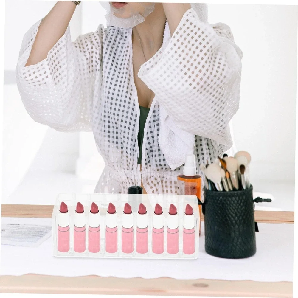 Acrylic Makeup Organizer 24 Lipstick Holder Cosmetic Store Vanity Display Stand‎